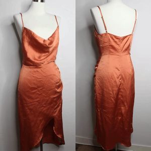 Boohoo Burnt Orange Midi Slip Dress - 6